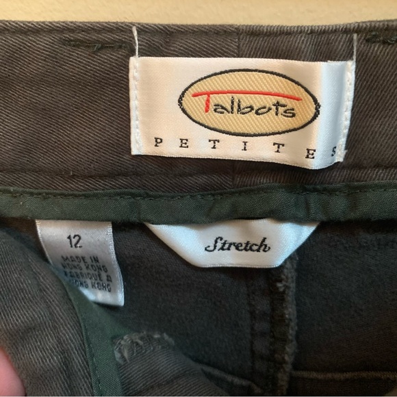 Talbots Cotton Stretch Mid-Rise Dark Green Straight Leg Pants Sz 12 Petite - Picture 5 of 6